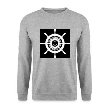 Kapitän zur See - Unisex Pullover - Weißgrau meliert - Vorne - Alina (178cm) & Michal (187cm)