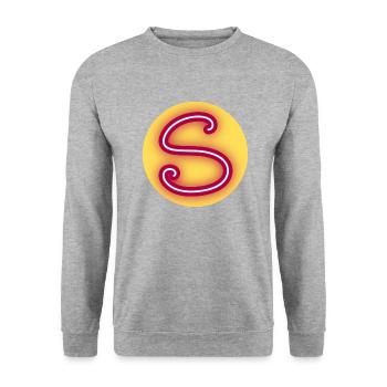 Lettre S géante prénom naissance anniversaire - Sweat-shirt Unisexe - gris chiné - Devant - Alina (178cm) & Michal (187cm)