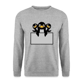 3 pingouins derrière le bouclier - Sweat-shirt Unisexe - gris chiné - Devant - Alina (178cm) & Michal (187cm)