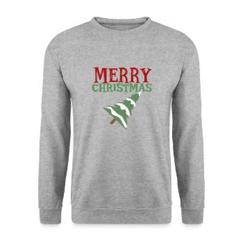 Merry christmas - Unisex Pullover - Weißgrau meliert - Vorne - Alina (178cm) & Michal (187cm)