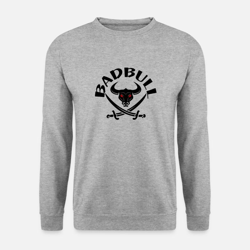 Bad Bull - böser Stier - Unisex Pullover - Weißgrau meliert
