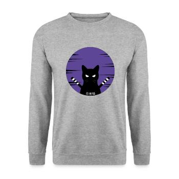 Ninja Cat - Unisex Sweatshirt - salt & pepper - Front - Alina (178cm) & Michal (187cm)