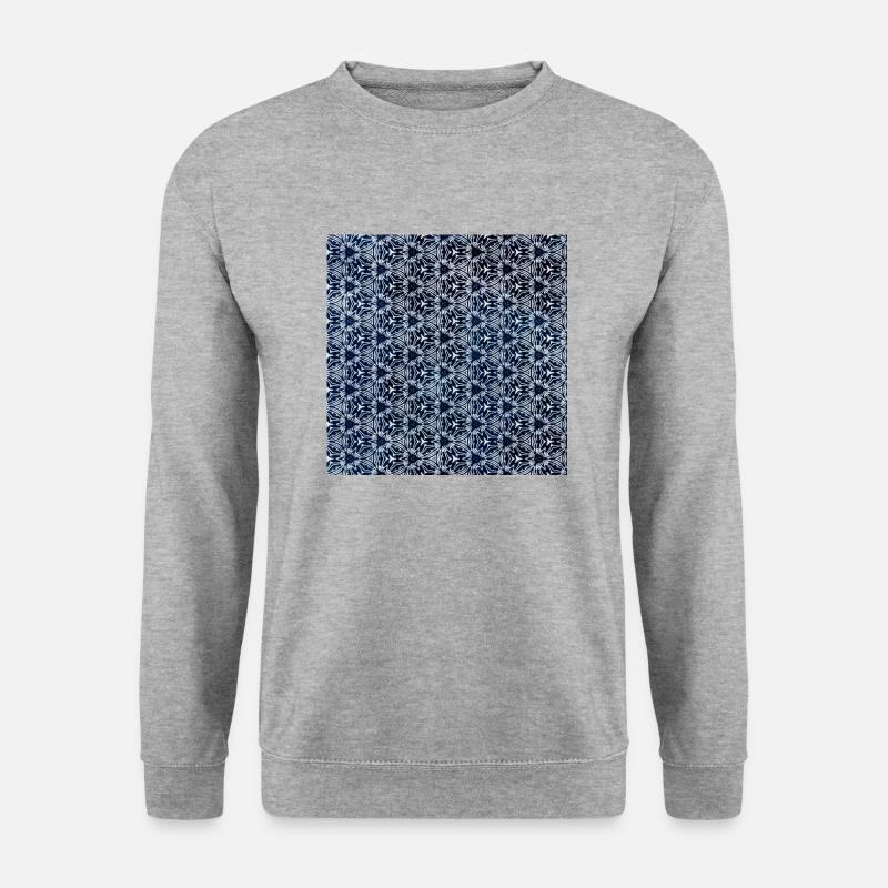 Silber Grau Dunkel Blau Tie Dye Textile Muster - Unisex Pullover - Weißgrau meliert