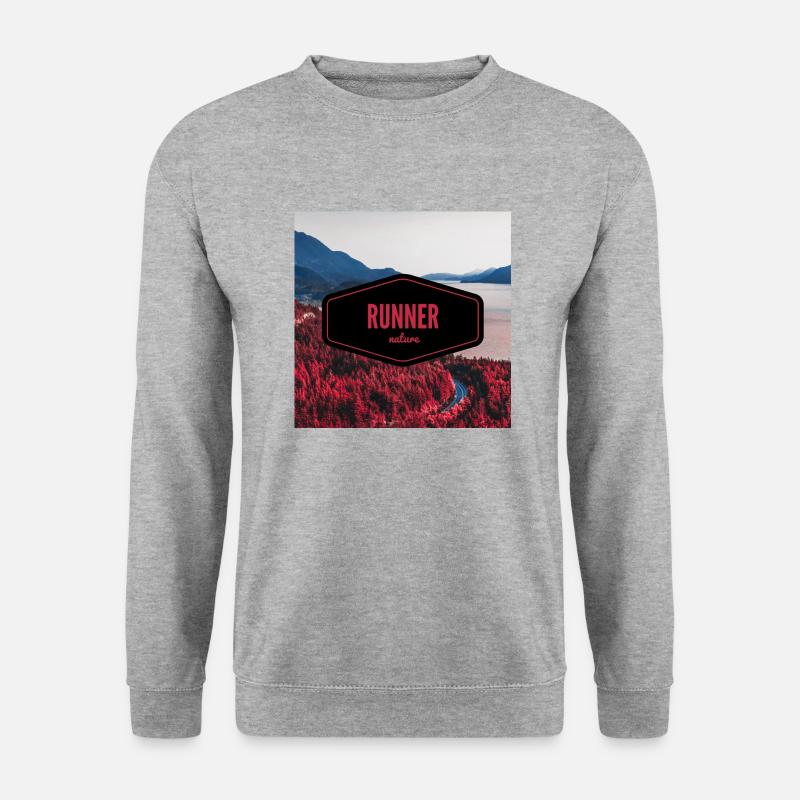 Läufer Natur / Wald / Berg - Unisex Pullover - Weißgrau meliert