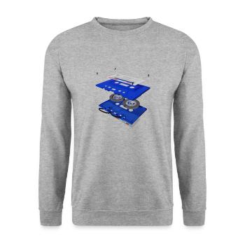 music casette - Unisex Pullover - Weißgrau meliert - Vorne - Alina (178cm) & Michal (187cm)