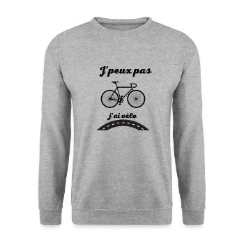 j peux pas j ai vélo - Sweat-shirt Unisexe - gris chiné - Devant - Alina (178cm) & Michal (187cm)