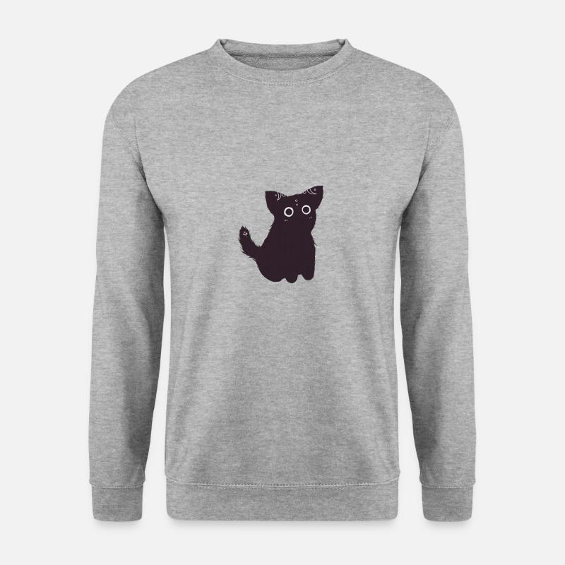 Süße Schwarze Katze - Unisex Pullover - Weißgrau meliert