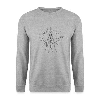 Pray - Unisex Pullover - Weißgrau meliert - Vorne - Alina (178cm) & Michal (187cm)