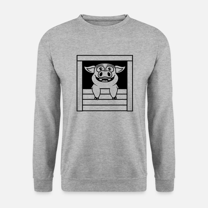 Happy Stable Pig Comic - Unisex Sweatshirt - salt & pepper