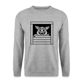 Little piglet waves friendly - Unisex Sweatshirt - salt & pepper - Front - Alina (178cm) & Michal (187cm)