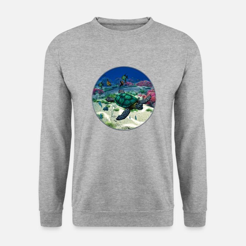 Meeresschildkröte - Unisex Pullover - Weißgrau meliert