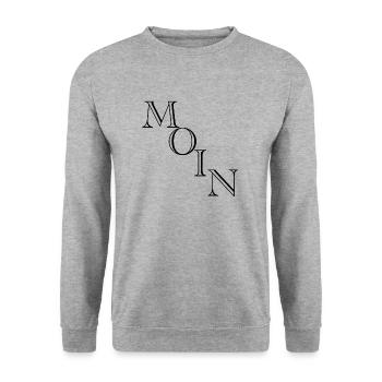 Moin moinsen moin moin - Unisex Pullover - Weißgrau meliert - Vorne - Alina (178cm) & Michal (187cm)