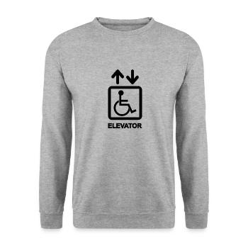 Behinderte Menschen Aufzugsschild - Unisex Pullover - Weißgrau meliert - Vorne - Alina (178cm) & Michal (187cm)