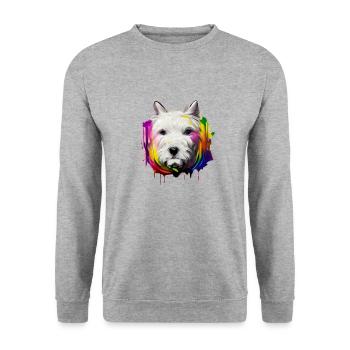 West Highland White Terrier in color - Unisex Sweatshirt - salt & pepper - Front - Alina (178cm) & Michal (187cm)