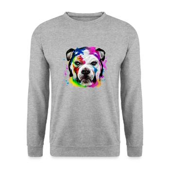 American Bulldog in color - Unisex Sweatshirt - salt & pepper - Front - Alina (178cm) & Michal (187cm)