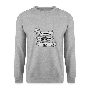 Flitzpiepenheld - Unisex Pullover - Weißgrau meliert - Vorne - Alina (178cm) & Michal (187cm)