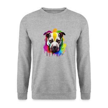 American Pitbull Design in Color - Unisex Sweatshirt - salt & pepper - Front - Alina (178cm) & Michal (187cm)