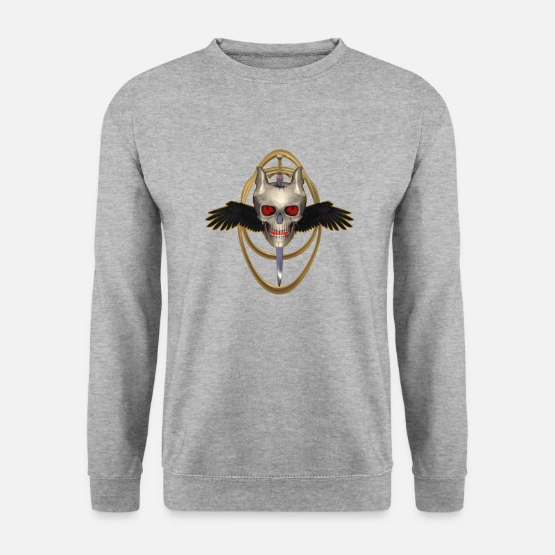 Crâne avec épée - Sweat-shirt Unisexe - gris chiné