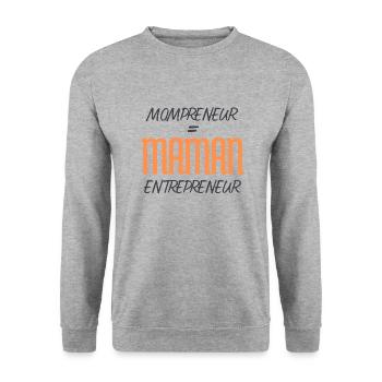 MOMPRENEUR , maman entrepreneur - Sweat-shirt Unisexe - gris chiné - Devant - Alina (178cm) & Michal (187cm)