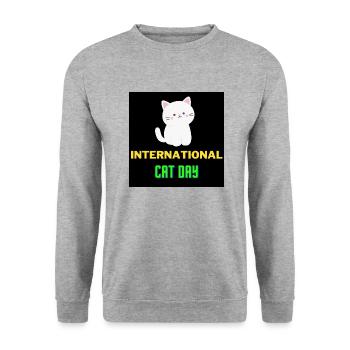 Journée internationale du chat 2022 - Sweat-shirt Unisexe - gris chiné - Devant - Alina (178cm) & Michal (187cm)