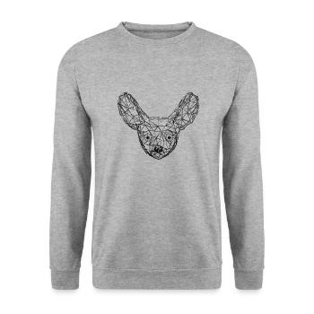 Metallischer geometrischer Fennekfuchs - Unisex Pullover - Weißgrau meliert - Vorne - Alina (178cm) & Michal (187cm)