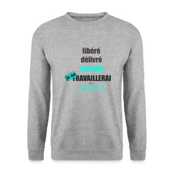 libéré délivré retraité - Sweat-shirt Unisexe - gris chiné - Devant - Alina (178cm) & Michal (187cm)