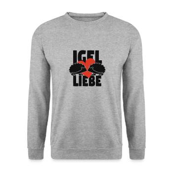 Igel - Liebe - pos - Unisex Pullover - Weißgrau meliert - Vorne - Alina (178cm) & Michal (187cm)