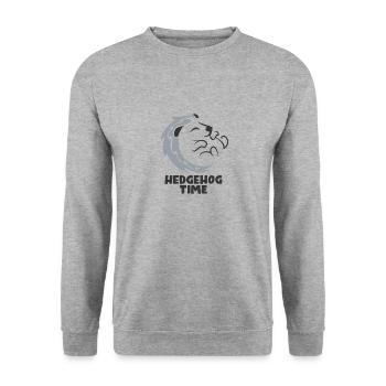 Hedgehog - Zeit - pos - Unisex Pullover - Weißgrau meliert - Vorne - Alina (178cm) & Michal (187cm)