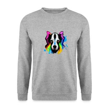 Border Collie Design in Color - Unisex Sweatshirt - salt & pepper - Front - Alina (178cm) & Michal (187cm)