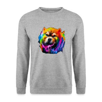Chow Chow Design en couleur - Sweat-shirt Unisexe - gris chiné - Devant - Alina (178cm) & Michal (187cm)