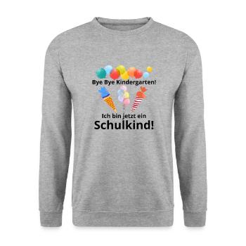 Bye Bye Kindergarten für weiße Shirts - Unisex Pullover - Weißgrau meliert - Vorne - Alina (178cm) & Michal (187cm)
