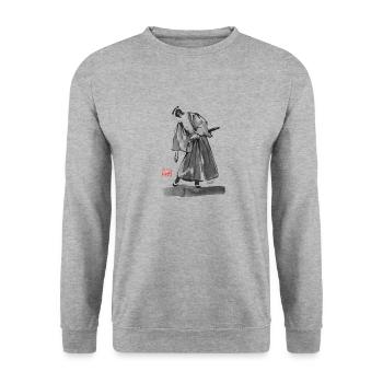 samurai checking his zoori - Sweat-shirt Unisexe - gris chiné - Devant - Alina (178cm) & Michal (187cm)
