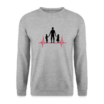 Fréquence 2 Enfants Papa - Sweat-shirt Unisexe - gris chiné - Devant - Alina (178cm) & Michal (187cm)