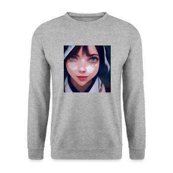 Manga Girl - Sweat-shirt Unisexe - gris chiné - Devant - Alina (178cm) & Michal (187cm)