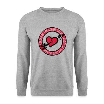 Leader Cousin Crew Team - Unisex Pullover - Weißgrau meliert - Vorne - Alina (178cm) & Michal (187cm)