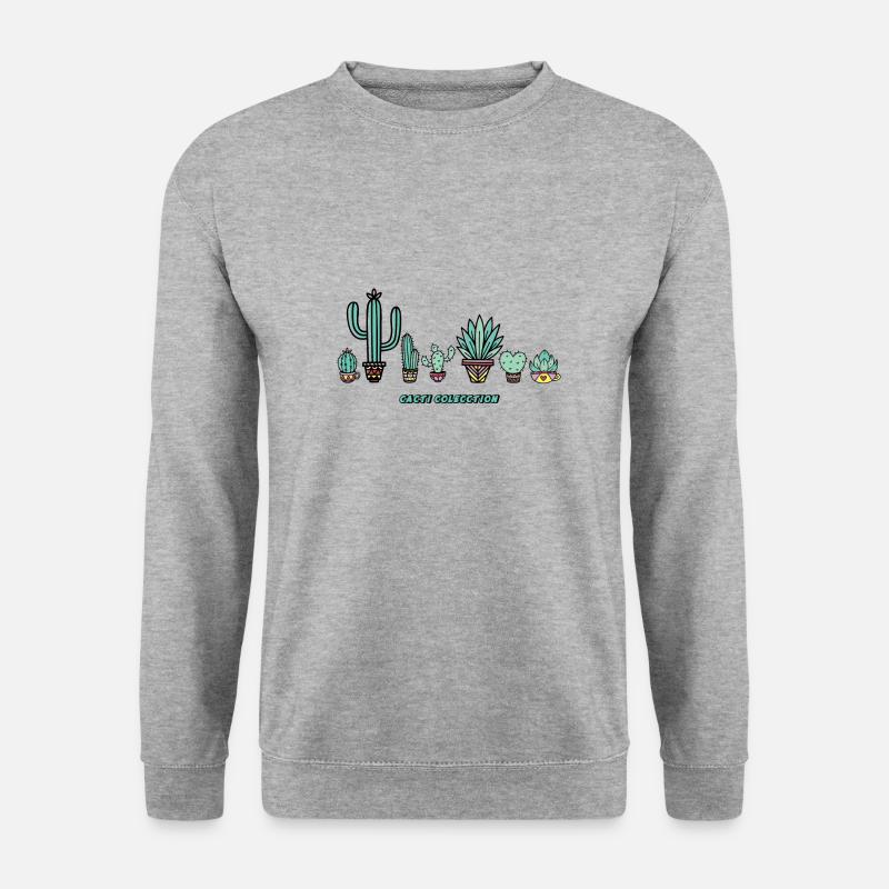 Kaktus-Sammlung. - Unisex Pullover - Weißgrau meliert