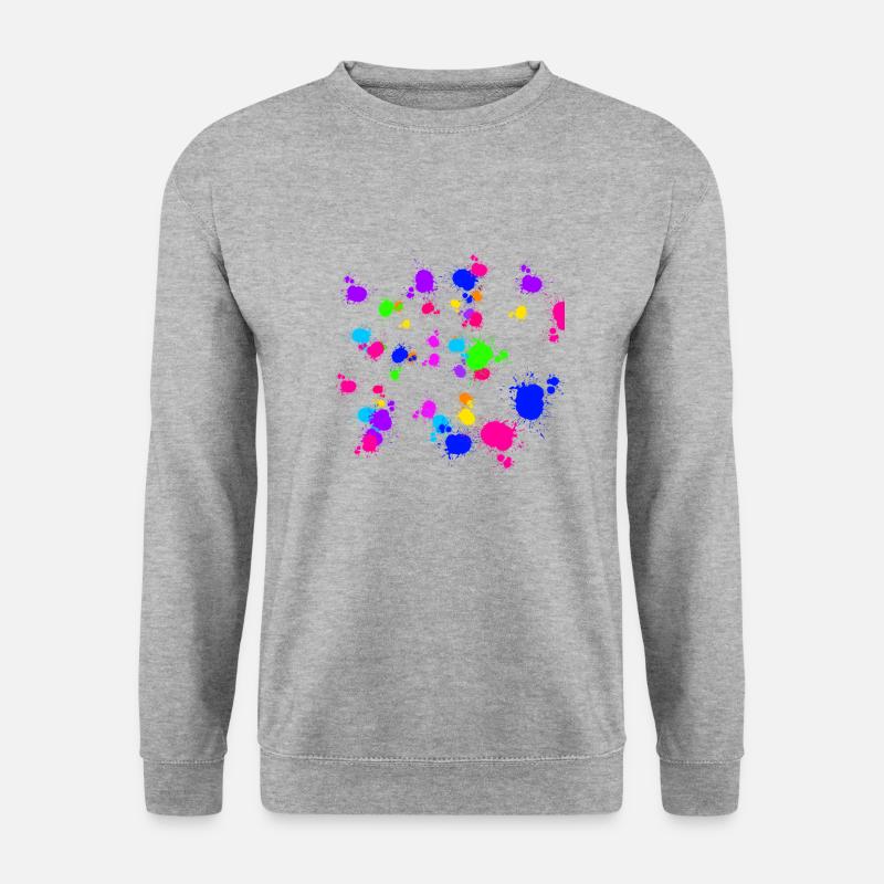 Bunte Kleckserei - Unisex Pullover - Weißgrau meliert