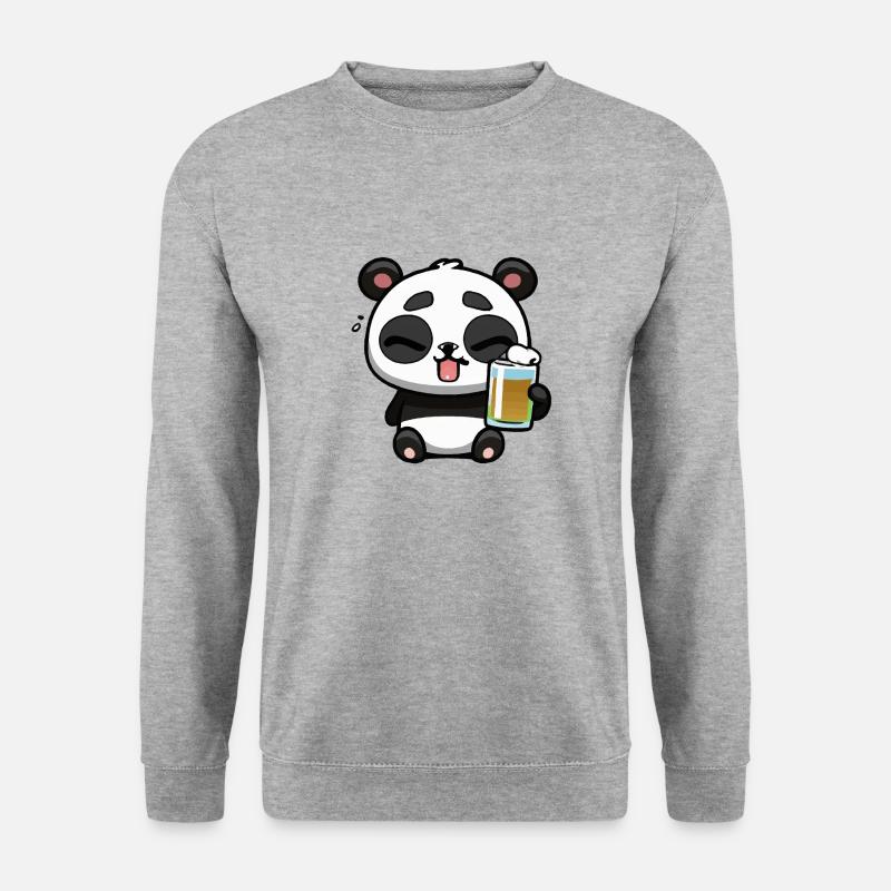 Panda Bier Kawai - Unisex Pullover - Weißgrau meliert