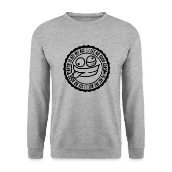 to act my age - Unisex Pullover - Weißgrau meliert - Vorne - Alina (178cm) & Michal (187cm)