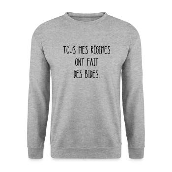 tous mes régimes ont fait des bides - Sweat-shirt Unisexe - gris chiné - Devant - Alina (178cm) & Michal (187cm)