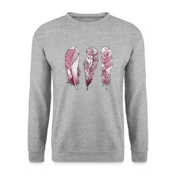Feder - Unisex Pullover - Weißgrau meliert - Vorne - Alina (178cm) & Michal (187cm)