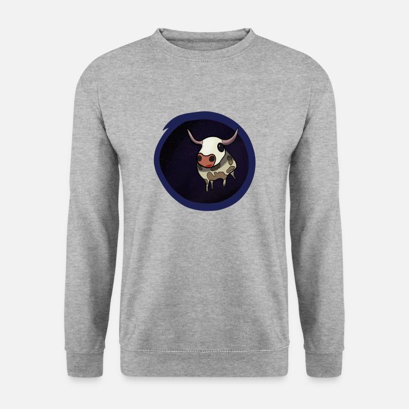 Kuh im Weltall - Unisex Pullover - Weißgrau meliert