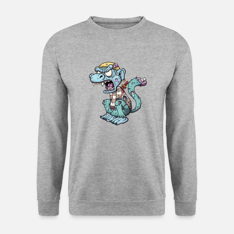 Zombie Piratenaffe - Unisex Pullover - Weißgrau meliert