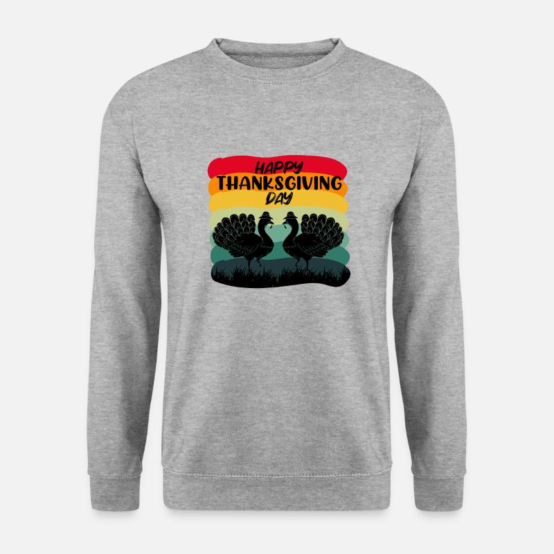 Happy Thanksgiving Day - Unisex Pullover - Weißgrau meliert