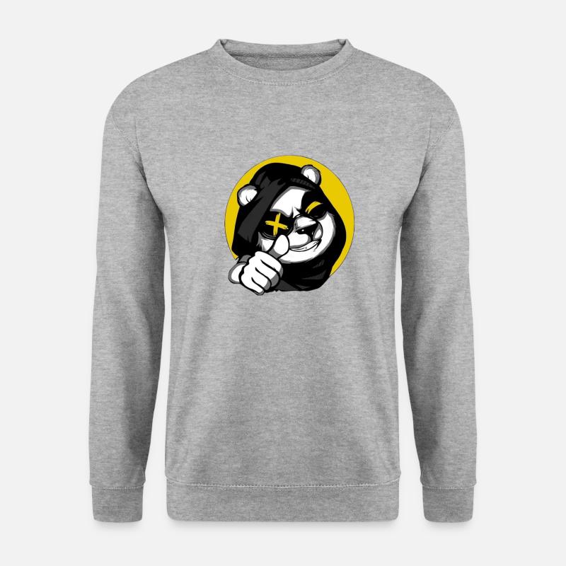 Bär und Panda - Unisex Pullover - Weißgrau meliert