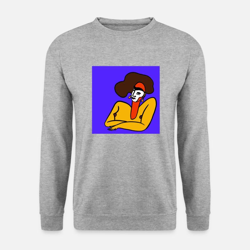 Bunte Frau - Unisex Pullover - Weißgrau meliert