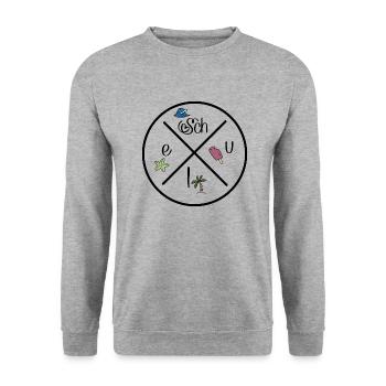 Lustige Geschenke für Kinder - Unisex Pullover - Weißgrau meliert - Vorne - Alina (178cm) & Michal (187cm)