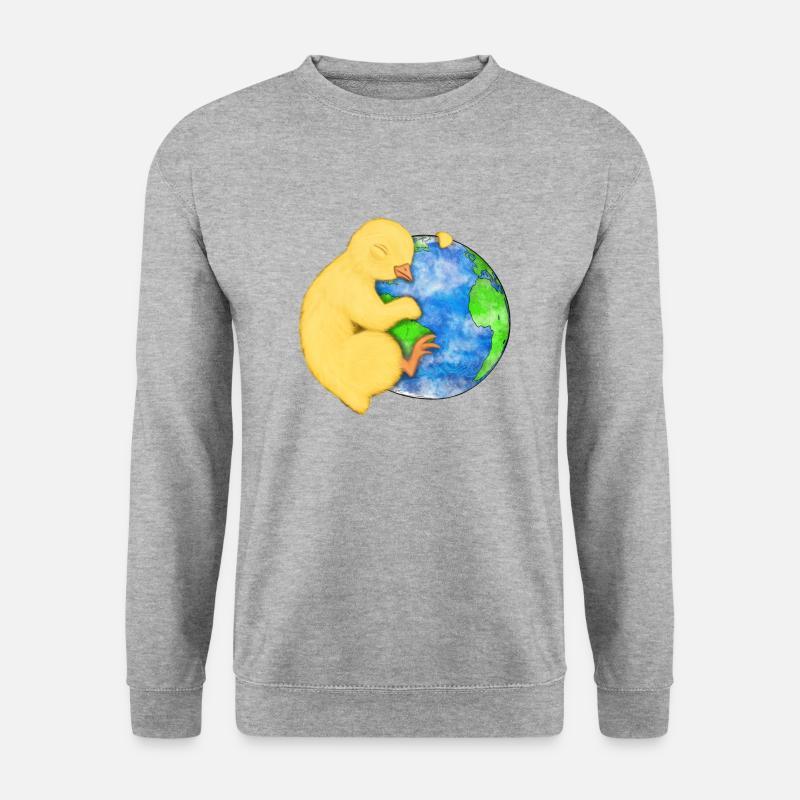 Erde und Huhn - Unisex Pullover - Weißgrau meliert