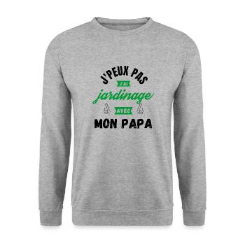 j peux pas j ai jardinage avec mon papa - Sweat-shirt Unisexe - gris chiné - Devant - Alina (178cm) & Michal (187cm)