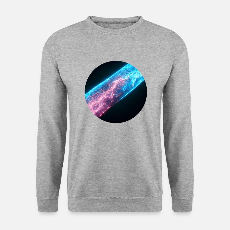Blitz in roter und blauer Farbe - Unisex Pullover - Weißgrau meliert